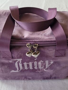 Juicy Couture Purple Velour Lunchbox  with Heart Charm Zippers